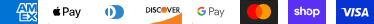 Accepted payment methods: American Express, Apple Pay, Diners Club, Discover, Google Pay, Mastercard, Shop Pay, and Visa